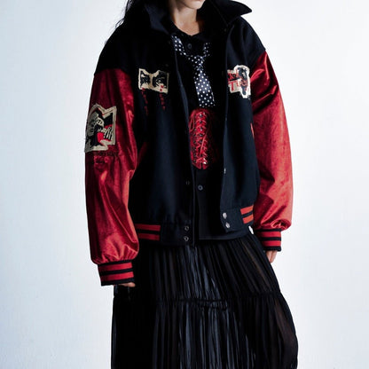 BESTARALL Vintage Graphic Varsity Jacket - Thrashink