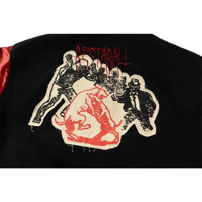 BESTARALL Vintage Graphic Varsity Jacket - Thrashink