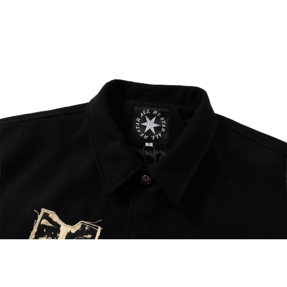 BESTARALL Vintage Graphic Varsity Jacket - Thrashink