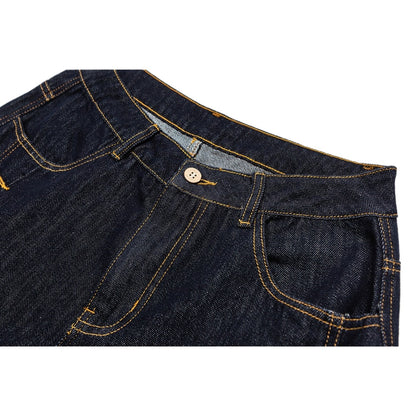 Side Button Raw Denim Balloon Jeans