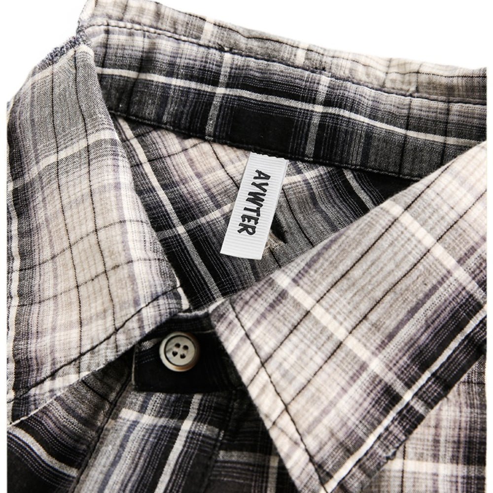 Black and White Check Dropped Shoulder Shirt - Thrashink