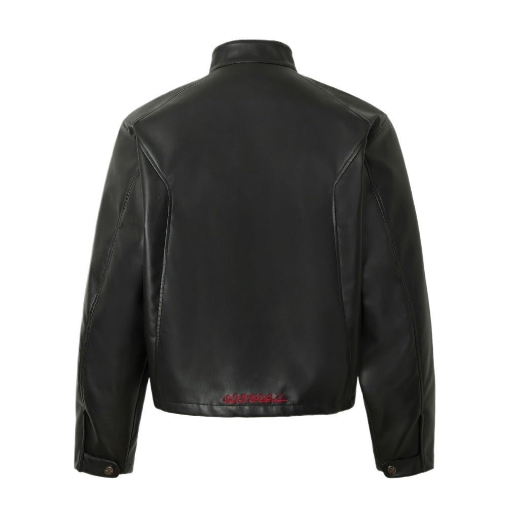 Black and White Checkered Leather Jacket - Thrashink