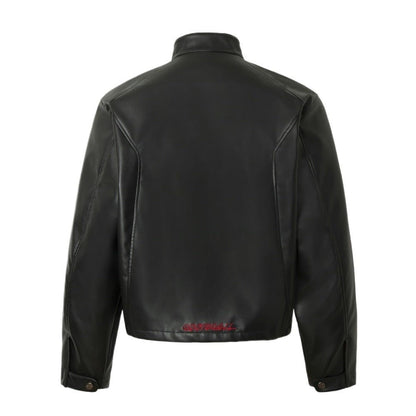 Black and White Checkered Leather Jacket - Thrashink