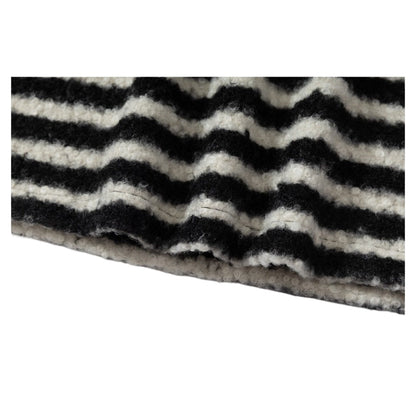 Black and White Striped Thick Terry Hoodie - Thrashink