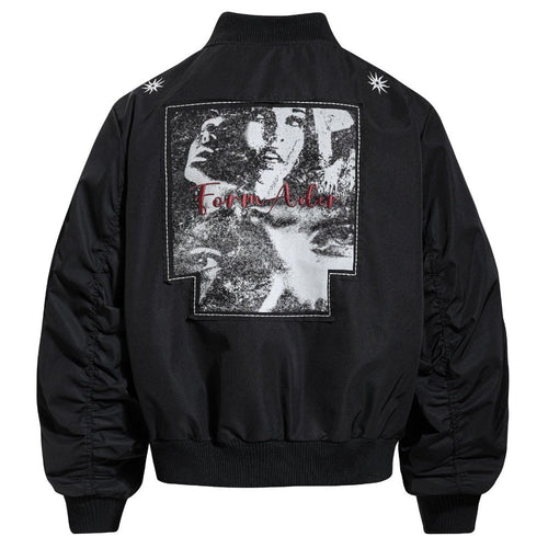 Black Artistic Portrait Bomber Jacket - Thrashink