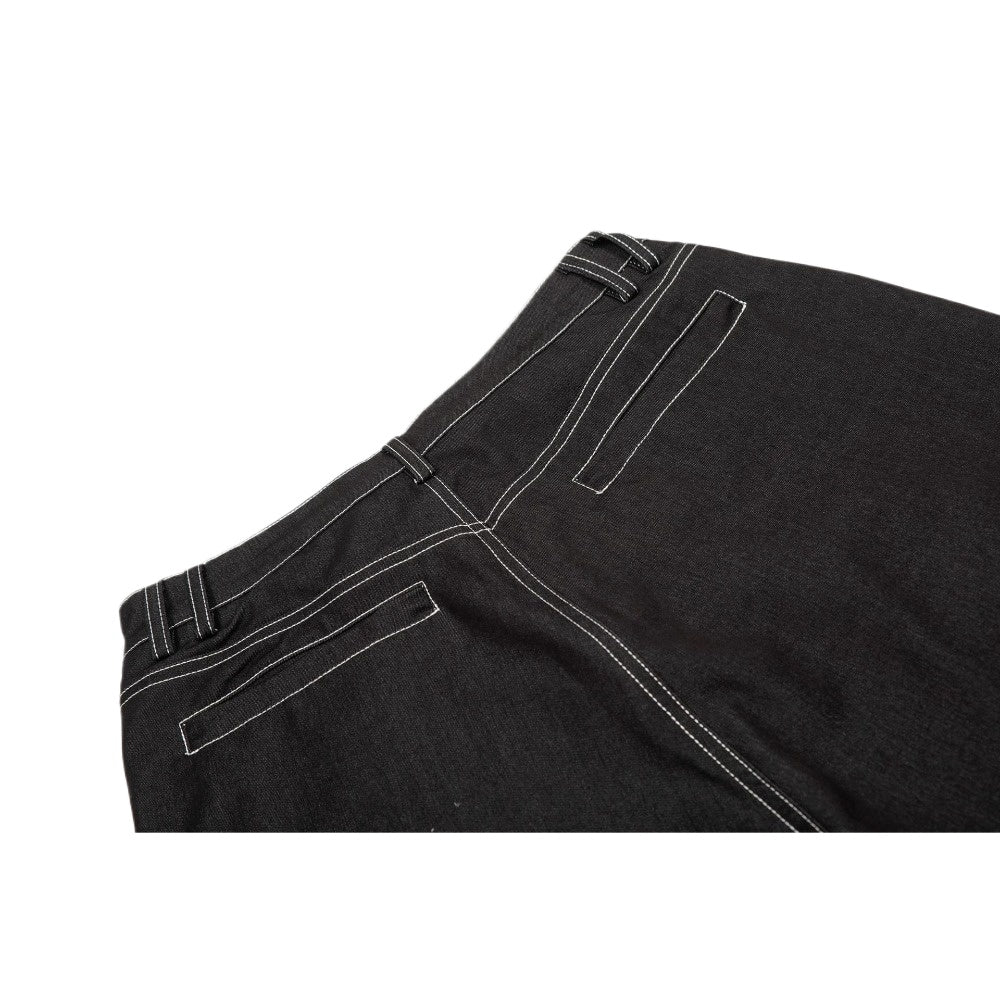 Black Contrast Stitch Wide - Leg Jeans - Thrashink