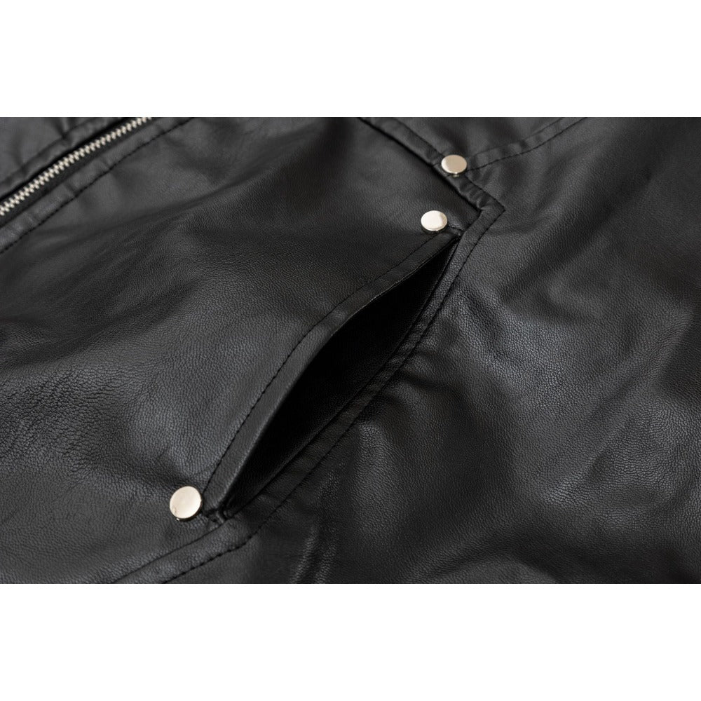 Black Fur - Trimmed Hooded Bomber Jacket - Thrashink