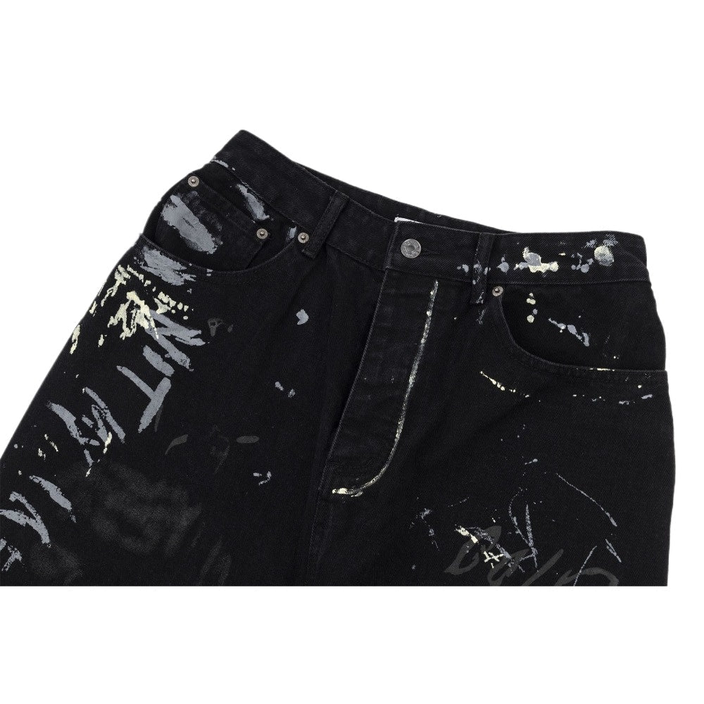 Black Graffiti Print Jeans - Thrashink