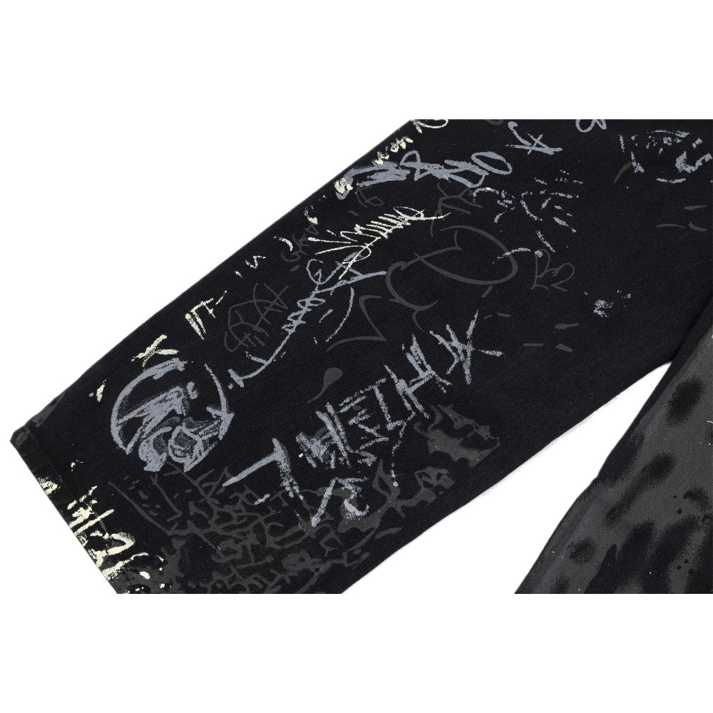 Black Graffiti Print Jeans - Thrashink