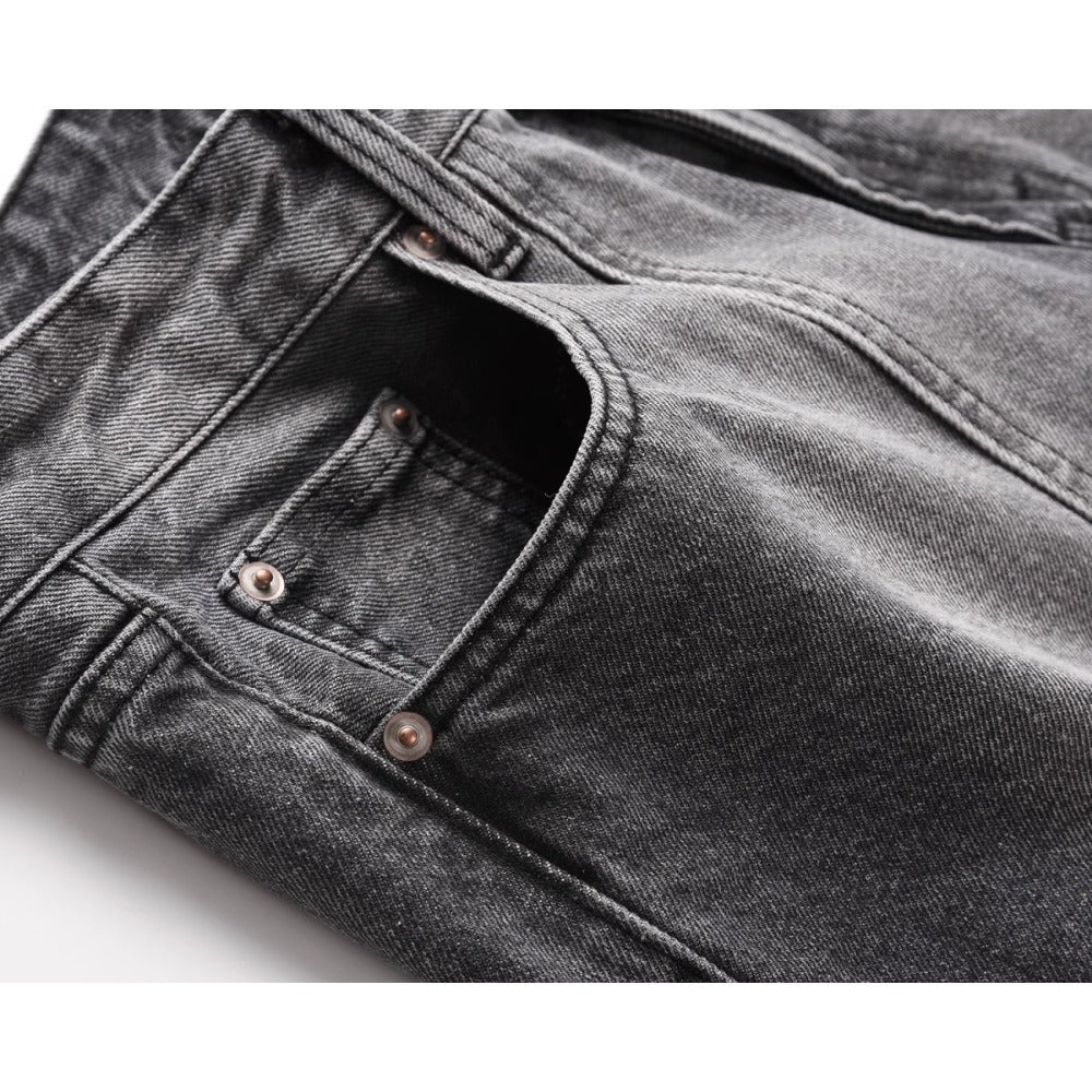 Black Gray Distressed Flared Jeans - Thrashink