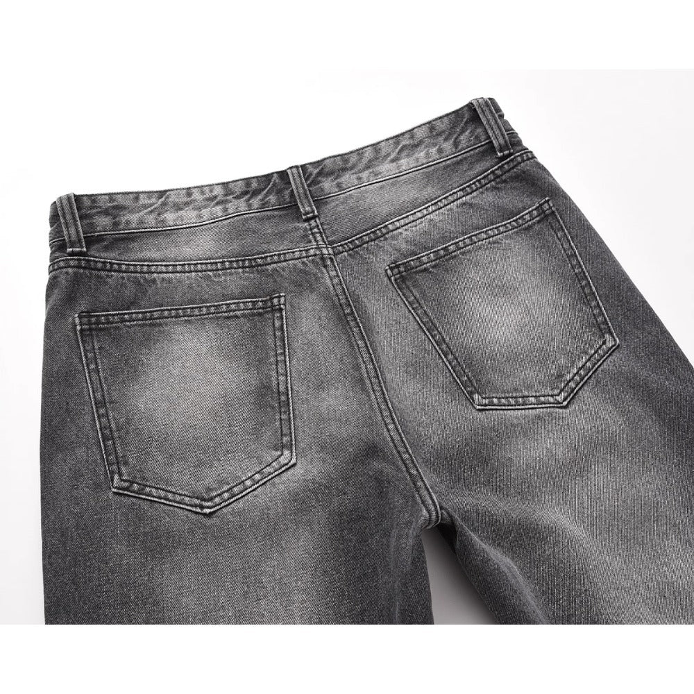 Black Gray Distressed Flared Jeans - Thrashink