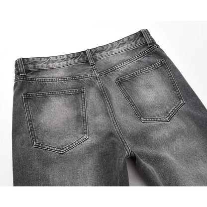 Black Gray Distressed Flared Jeans - Thrashink