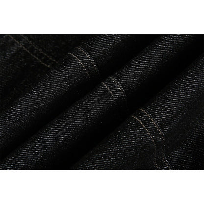 Black Patchwork Faux Two - piece Denim Jacket - Thrashink