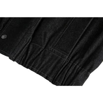 Black Patchwork Faux Two - piece Denim Jacket - Thrashink