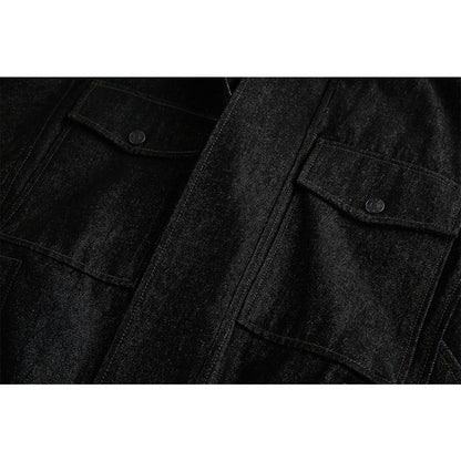 Black Patchwork Faux Two - piece Denim Jacket - Thrashink