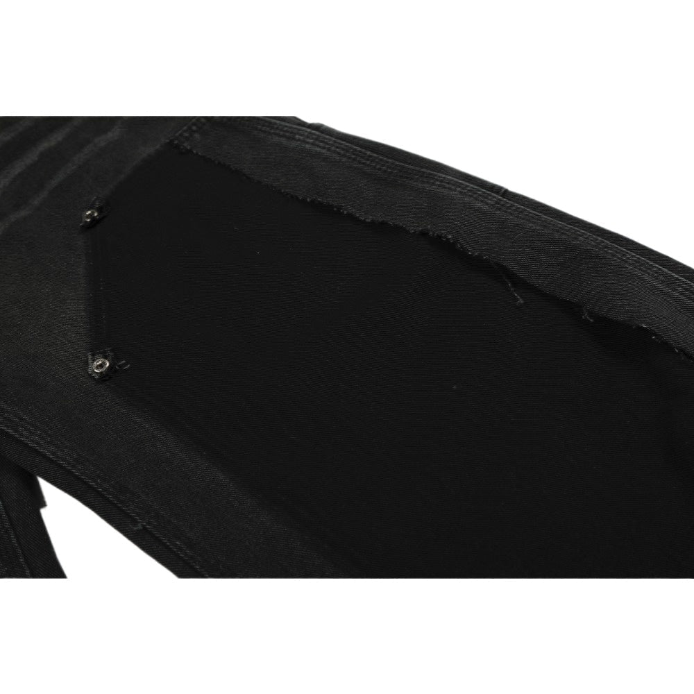 Black Utility Patchwork Wide - Leg Jeans - Thrashink