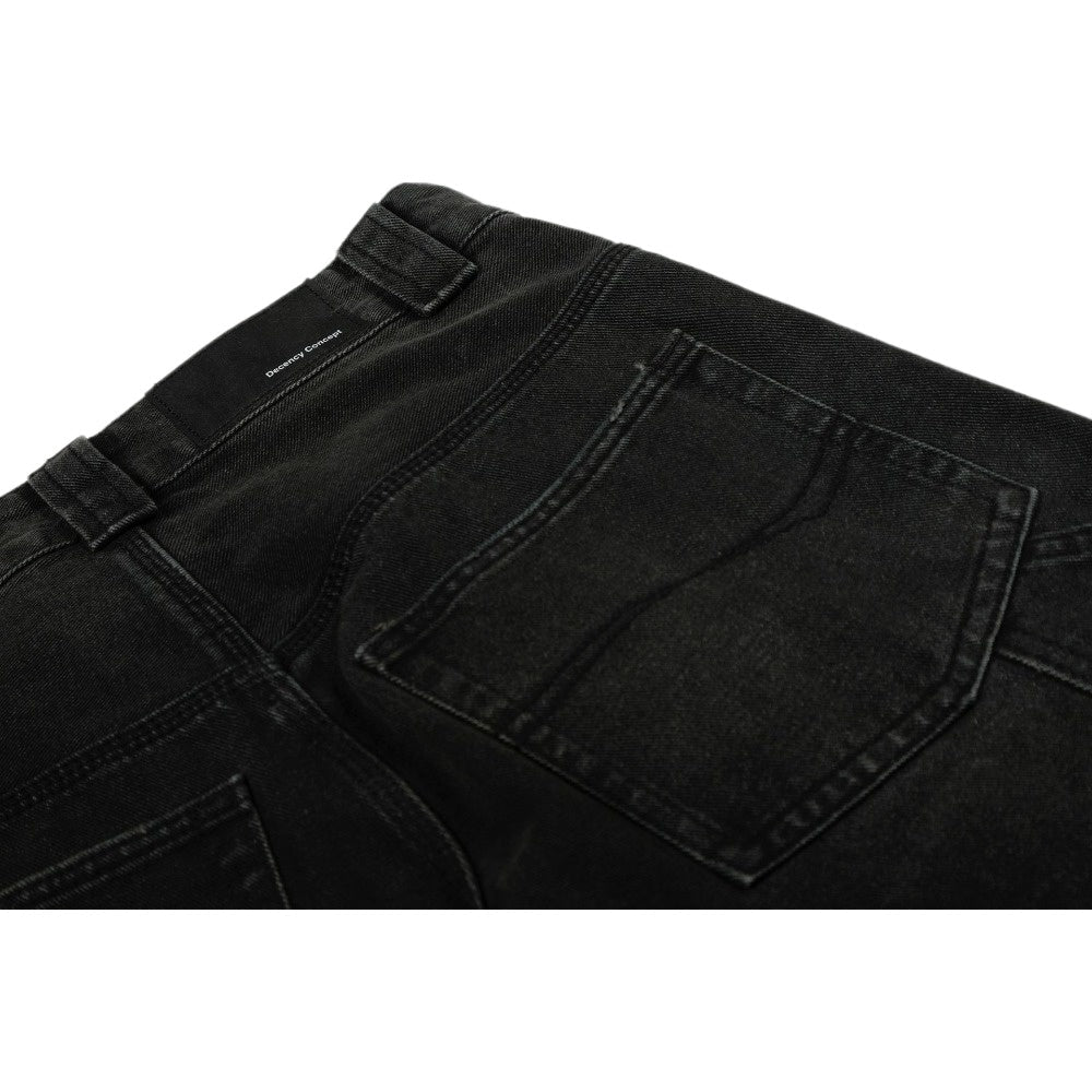 Black Utility Patchwork Wide - Leg Jeans - Thrashink