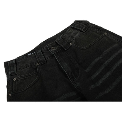 Black Utility Patchwork Wide - Leg Jeans - Thrashink