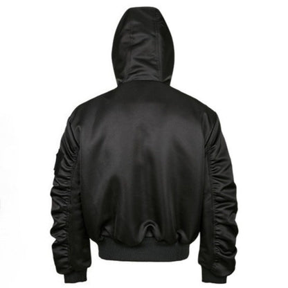 Black Zebra Faux Fur Hooded Bomber Jacket - Thrashink