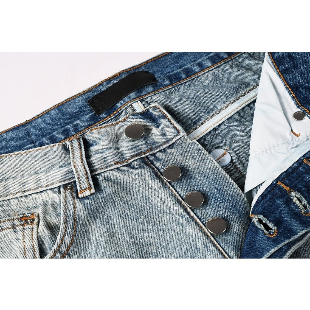 Blue Frayed Hem Jeans - Thrashink