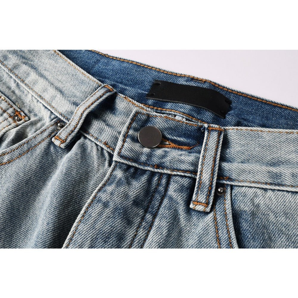 Blue Frayed Hem Jeans - Thrashink