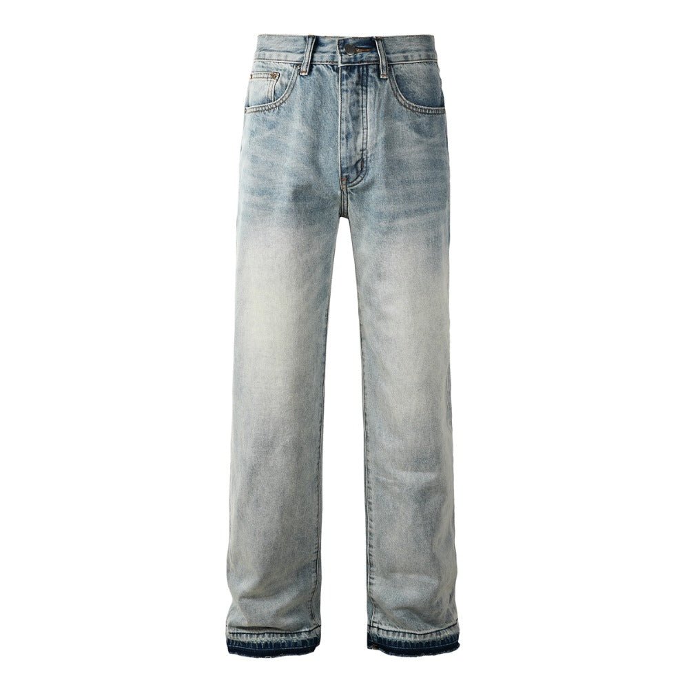 Blue Frayed Hem Jeans - Thrashink