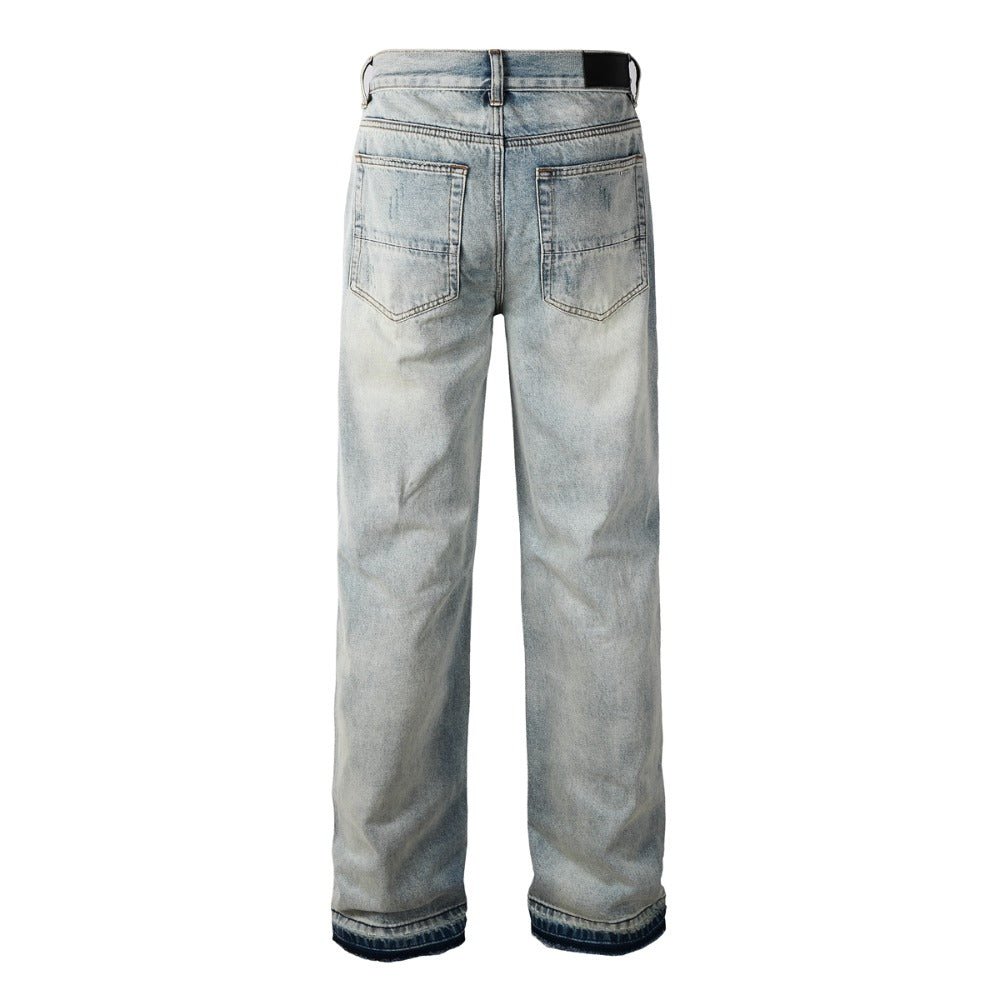 Blue Frayed Hem Jeans - Thrashink