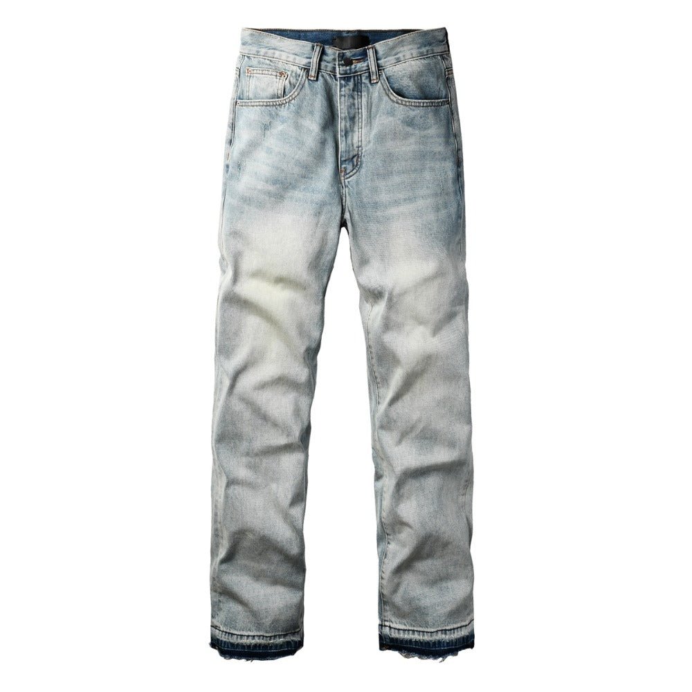 Blue Frayed Hem Jeans - Thrashink