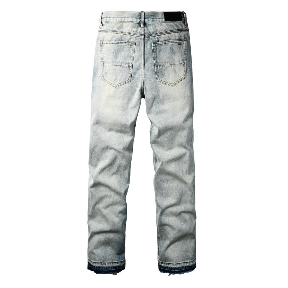 Blue Frayed Hem Jeans - Thrashink