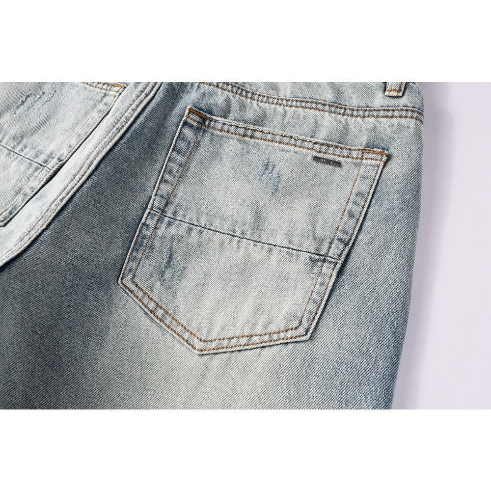 Blue Frayed Hem Jeans - Thrashink