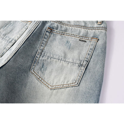 Blue Frayed Hem Jeans - Thrashink