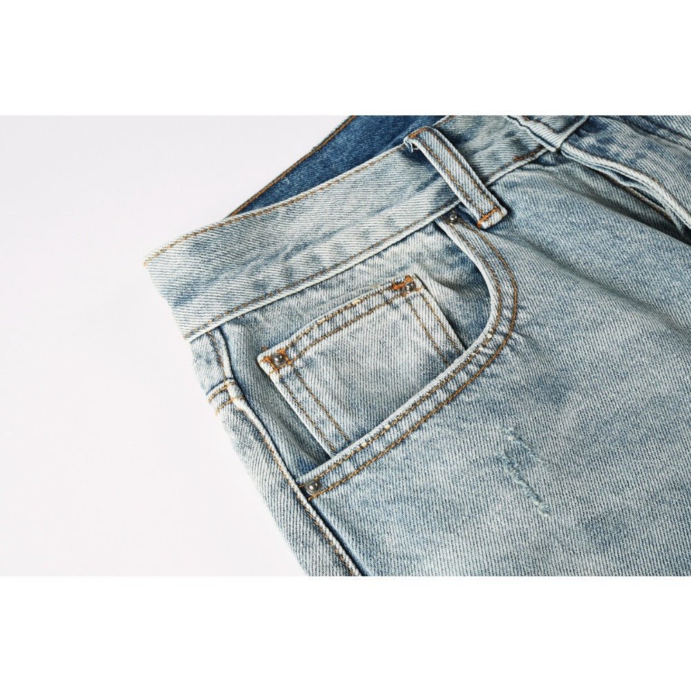 Blue Frayed Hem Jeans - Thrashink