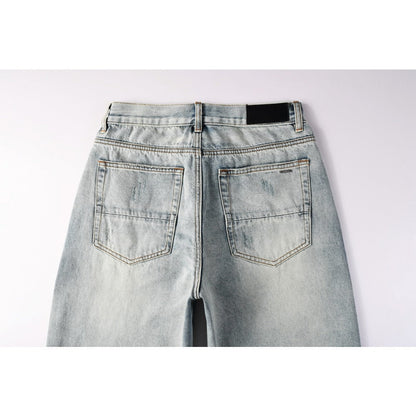 Blue Frayed Hem Jeans - Thrashink