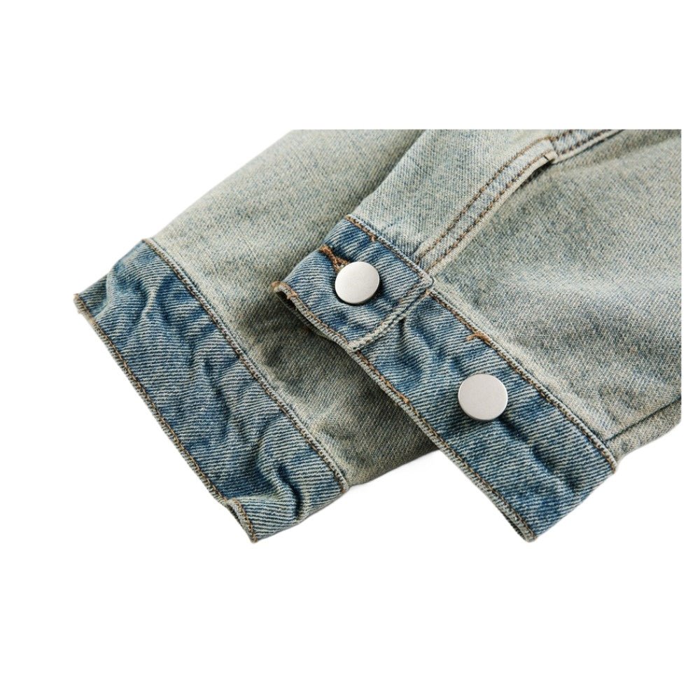 Blue & White Denim Jacket - Thrashink