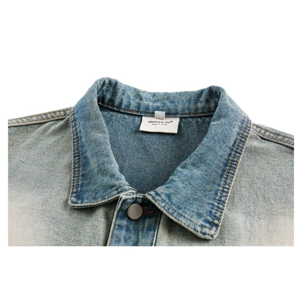 Blue & White Denim Jacket - Thrashink