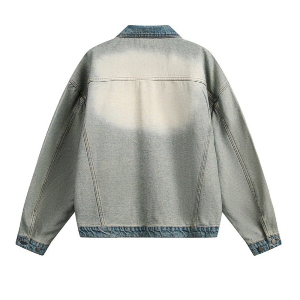 Blue & White Denim Jacket - Thrashink