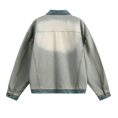 Blue & White Denim Jacket - Thrashink