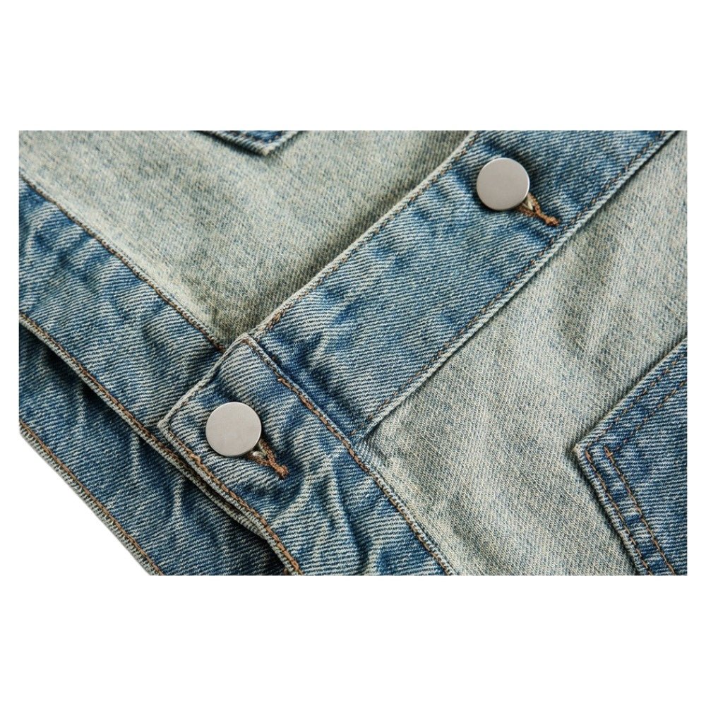 Blue & White Denim Jacket - Thrashink