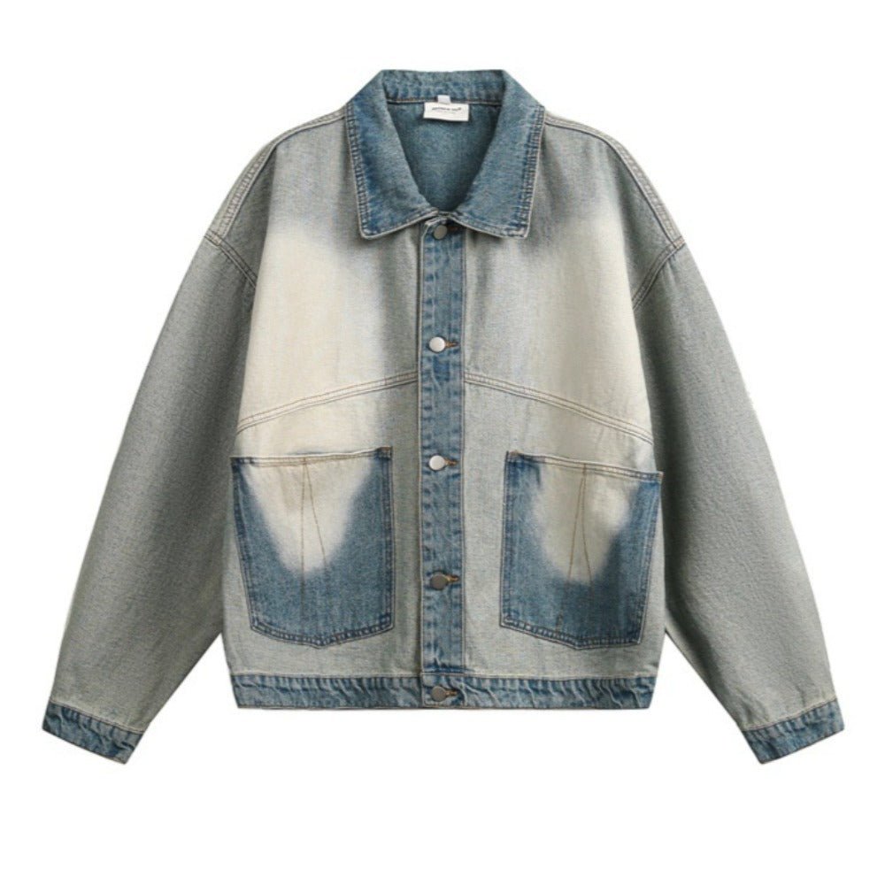 Blue & White Denim Jacket - Thrashink