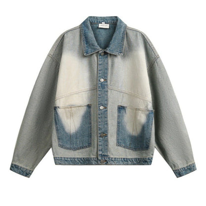 Blue & White Denim Jacket - Thrashink