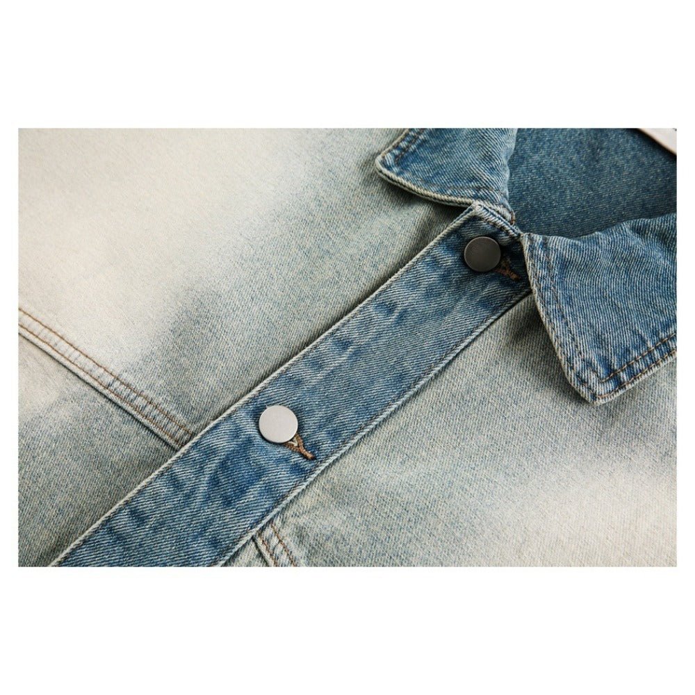 Blue & White Denim Jacket - Thrashink