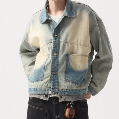 Blue & White Denim Jacket - Thrashink