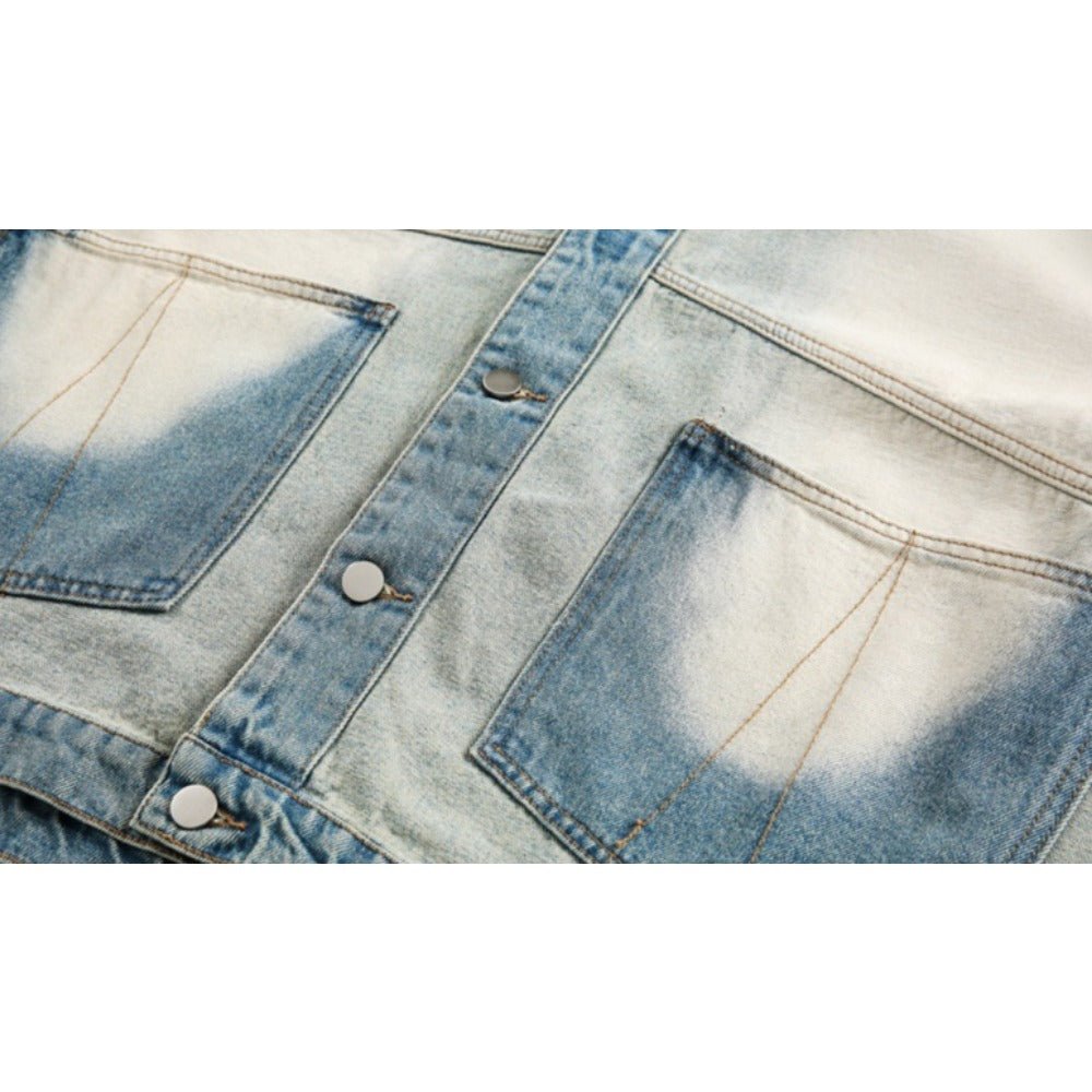 Blue & White Denim Jacket - Thrashink