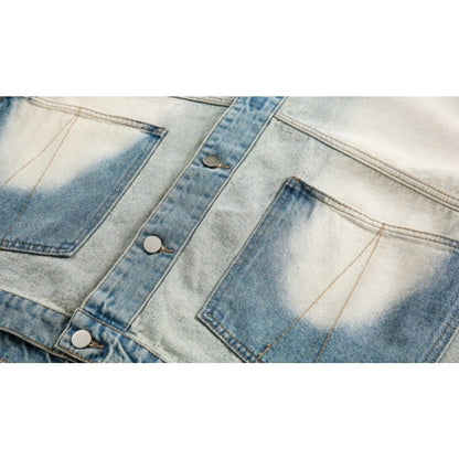 Blue & White Denim Jacket - Thrashink