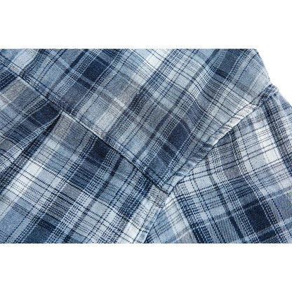 Blue & White Plaid Splatter Shirt - Thrashink