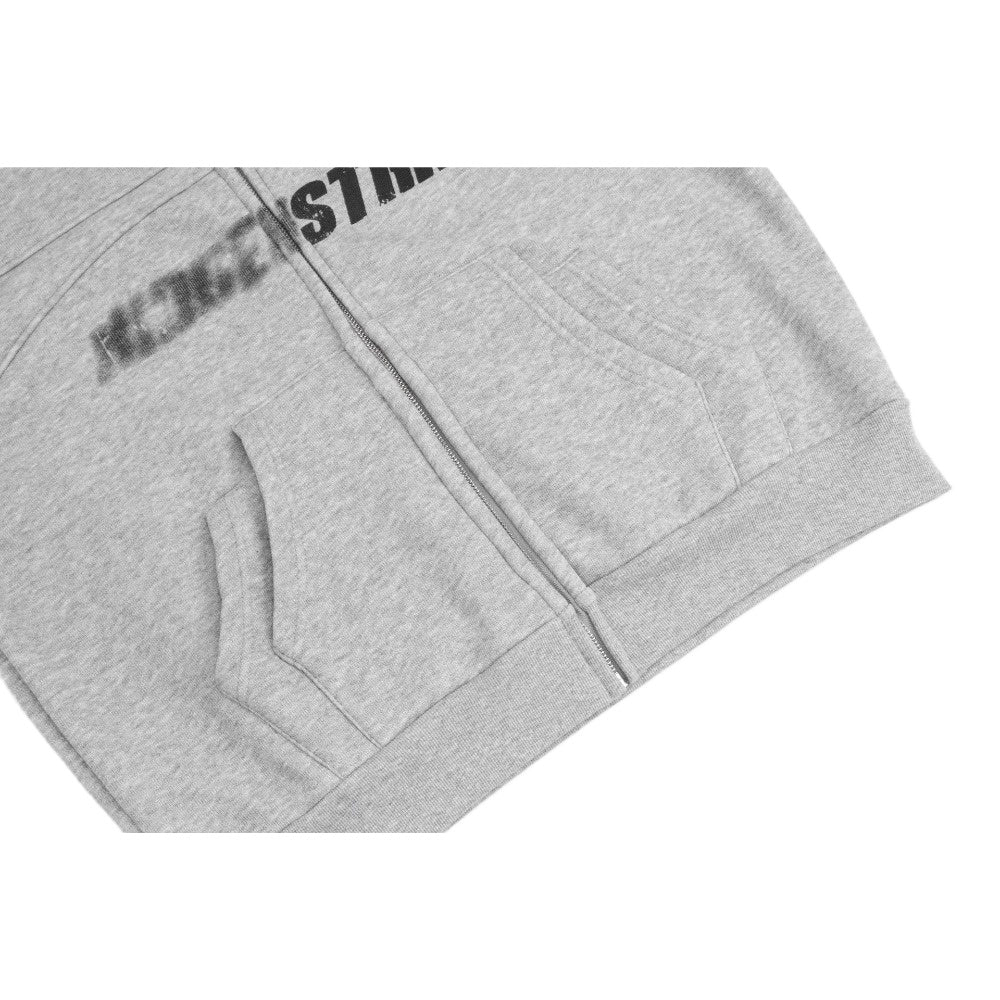 Blurred Letter Print Fleece - Lined Hoodie - Thrashink