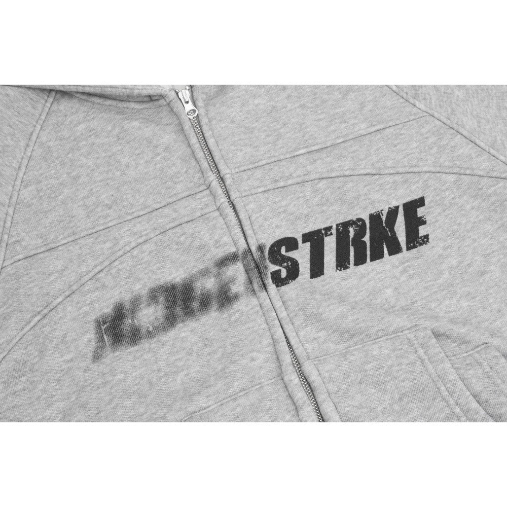 Blurred Letter Print Fleece - Lined Hoodie - Thrashink