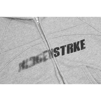 Blurred Letter Print Fleece - Lined Hoodie - Thrashink