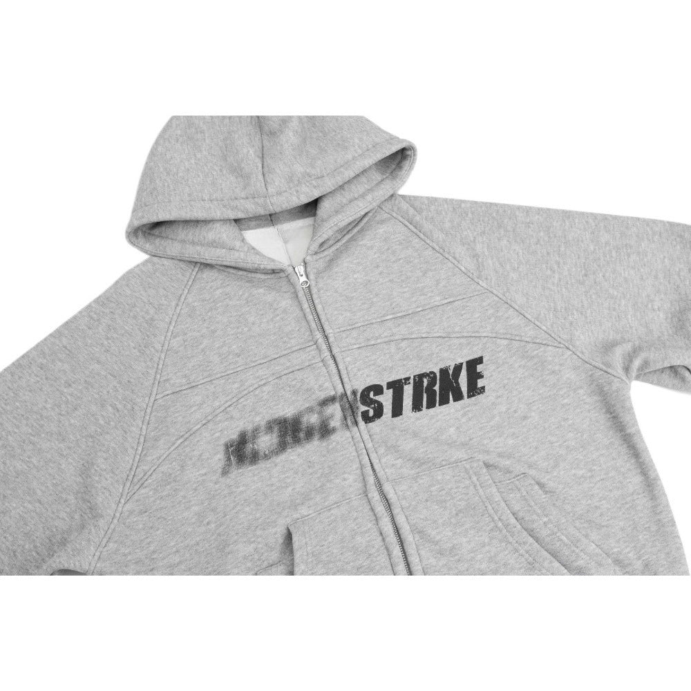 Blurred Letter Print Fleece - Lined Hoodie - Thrashink