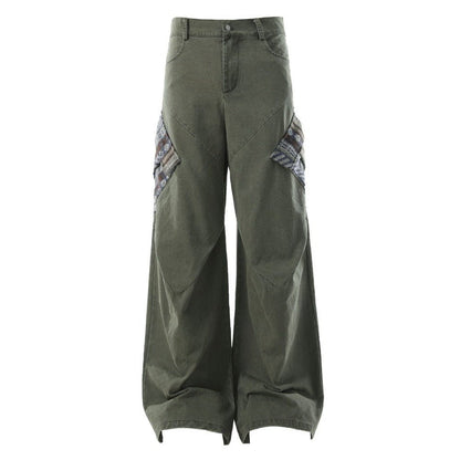 Boho Patchwork Wide - Leg Cargo Pants - Thrashink